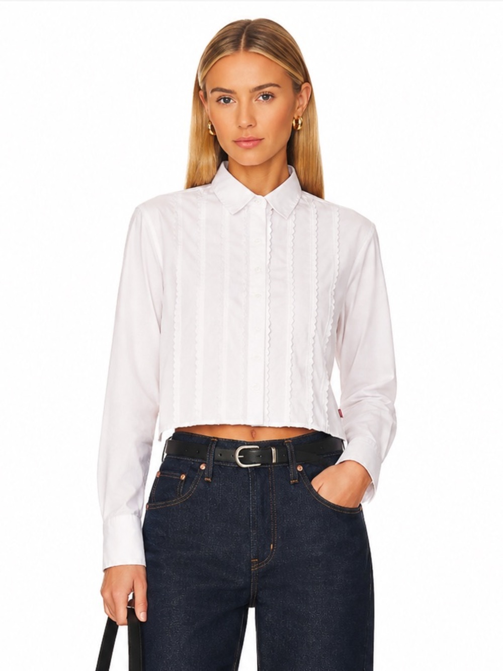 Levi's White Cropped Button-Down Shirt